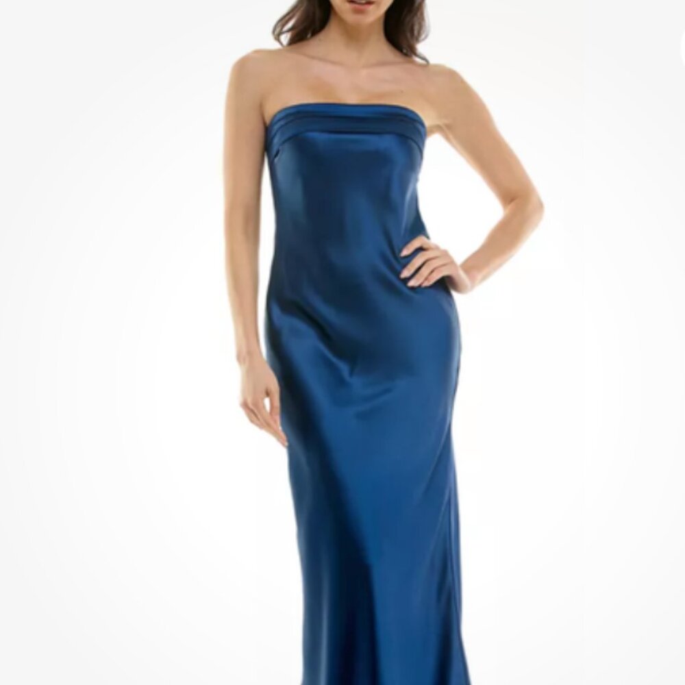 Emerald Sundae Juniors' Strapless Gown, Navy, XS, NWOT